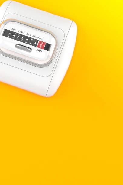 istock Electricity measure on orange background 1198164113