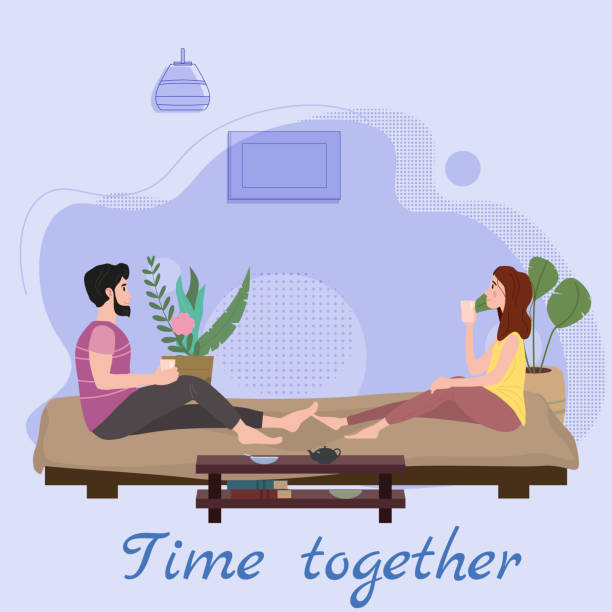 233 Cartoon Of The Couple Cuddling In Bed Illustrations & Clip Art - iStock