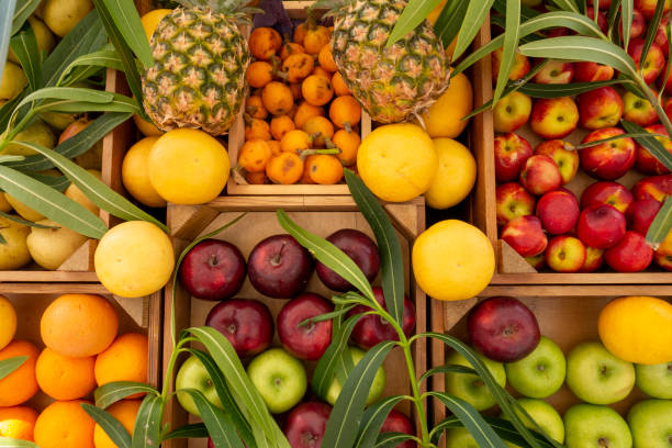 istock Fruits on a farm market 1198174639