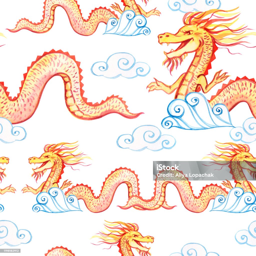 Hoa Văn Trên Nền Trắng Rồng Vàng Trung Quốc Mô Hình Rồng Liền Mạch ...