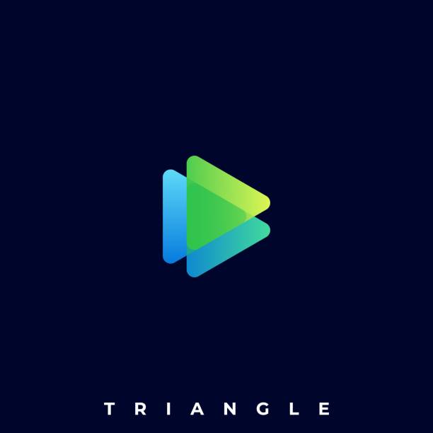 triangle media play szablon wektora ilustracji - triangle square shape label symbol stock illustrations