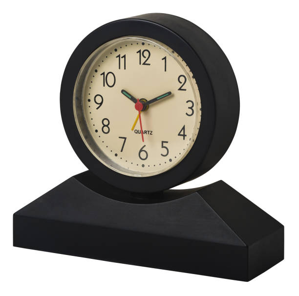 stół kwarcowy budzik odizolowany - table time clock clock face zdjęcia i obrazy z banku zdjęć