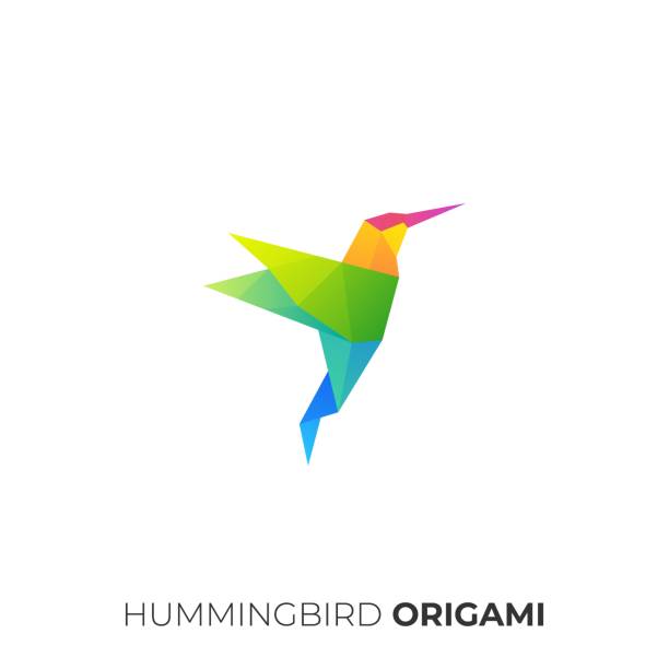 vogel origami illustration vektor vorlage - origami stock-grafiken, -clipart, -cartoons und -symbole