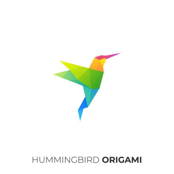 ilustrações de stock, clip art, desenhos animados e ícones de bird origami illustration vector template - flying animal bird multi colored