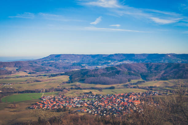 Aerial view on a small village in the valley