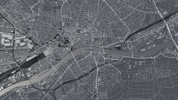 франкфурт-на-майне 3d карта города - map global positioning system cartography city map стоковые фото и изображения