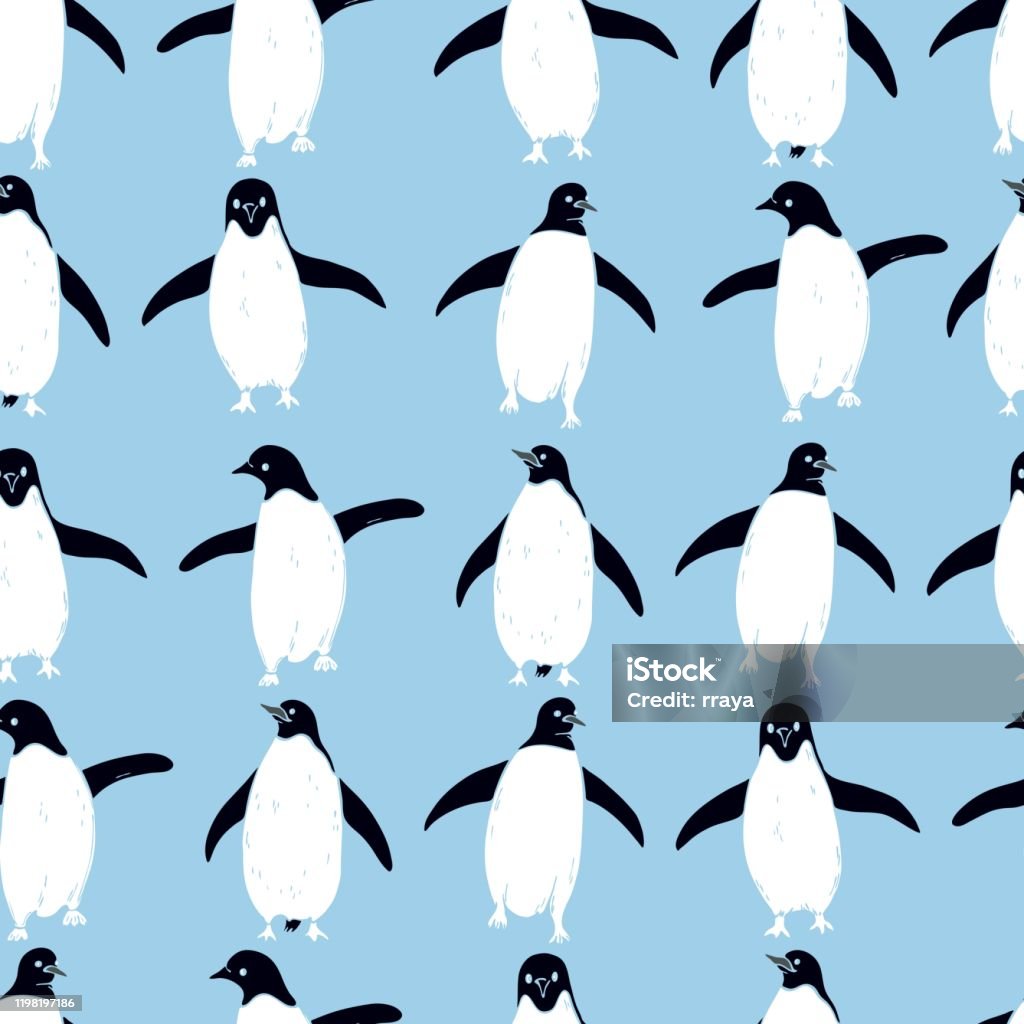 Penguin Stack Vector Penguins Vector Seamless Pattern Stock Illustration - Download Image ...