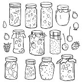 istock Hand-drawn jam jars. Vector illustration. 1198197213