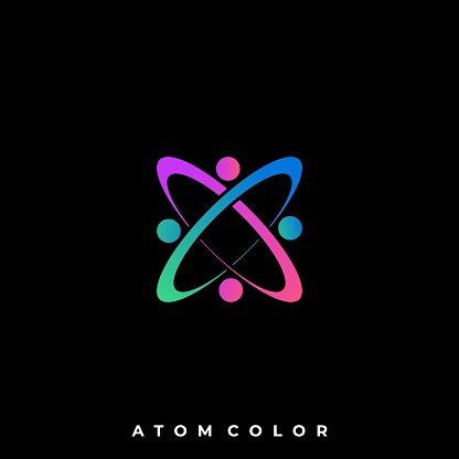 Atom Color Illustration Vector Template. Suitable for Creative Industry, Multimedia, entertainment, Educations, Shop, and any related business.