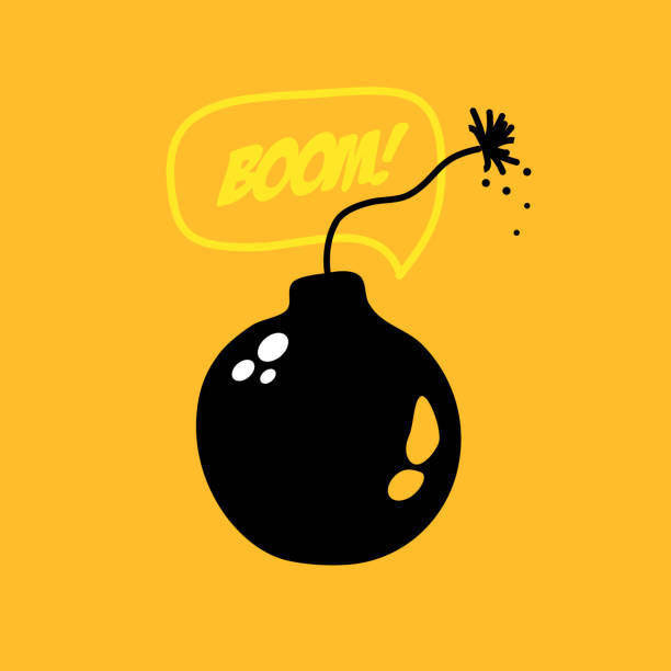 ilustrações de stock, clip art, desenhos animados e ícones de bomb with burning wick vector illustration - bomb symbol explosive sparks