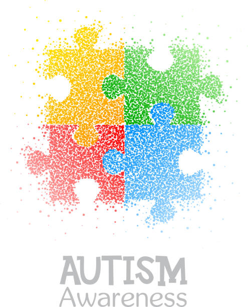 illustrazioni stock, clip art, cartoni animati e icone di tendenza di giornata mondiale di sensibilizzazione sull'autismo. segno di design vettoriale del puzzle colorato. simbolo dell'autismo. illustrazione creativa medica. assistenza sanitaria - design month part of puzzle