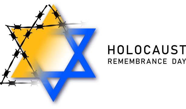 Holocaust Remembrance Day. January 27. Vector illustration. Blue Star of David, Yellow Star of David. Holocaust Remembrance Day symbol. Yellow badge, Jewish star,  World War II Remembrance Day Holocaust Remembrance Day. January 27. Vector illustration. Blue Star of David, Yellow Star of David. Holocaust Remembrance Day symbol. Yellow badge, Jewish star,  World War II Remembrance Day holocaust stock illustrations