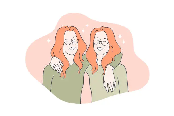 Vector illustration of Best friends, sisters concept