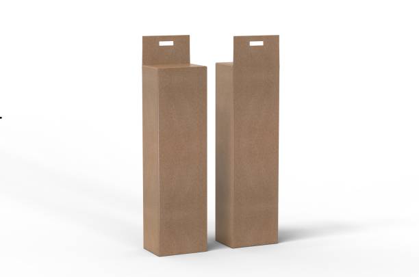 istock Kraft brown paper Box packaging with hang Tab mock up, 3d illustration 1198210498
