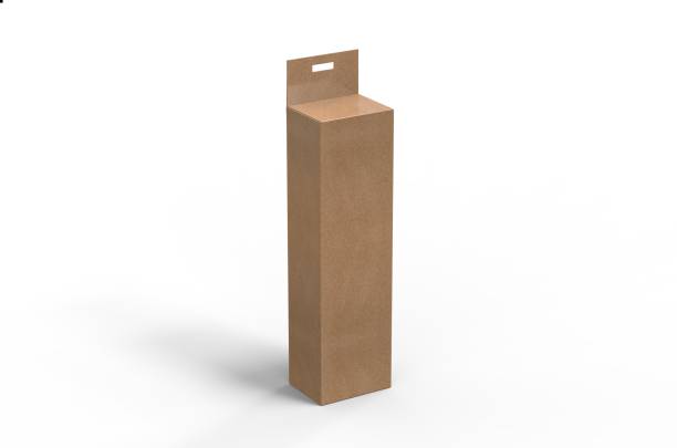 istock Kraft brown paper Box packaging with hang Tab mock up, 3d illustration 1198210499