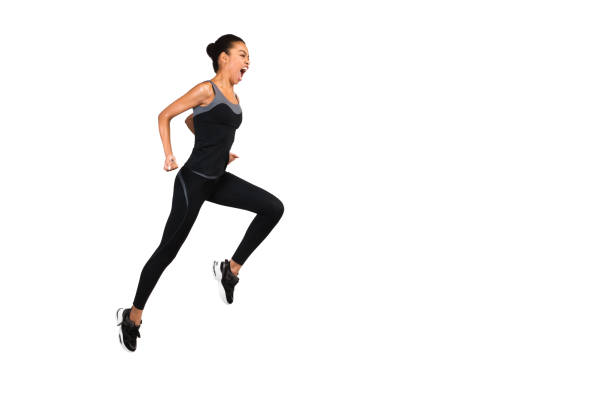 istock Emotional Afro Woman Jumping And Shouting During Workout, Studio 1198210883