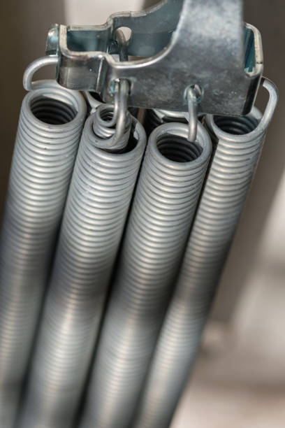 Close-up of strong steel springs stock photo