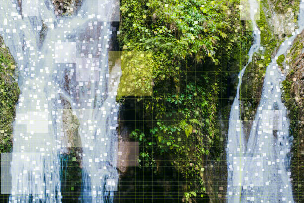 Abstract smart nature scene, networking, technology with network communication, measure the nature, power of nature