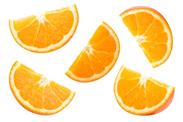 istock Collection Orange slice falling isolated on white with clipping path. 1198212613