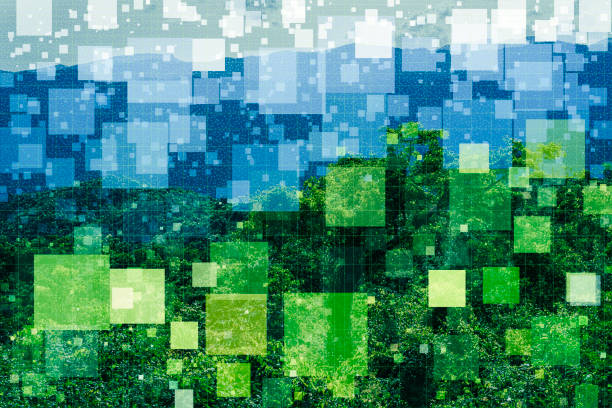 Abstract smart nature scene, networking, technology with network communication, measure the nature, power of nature