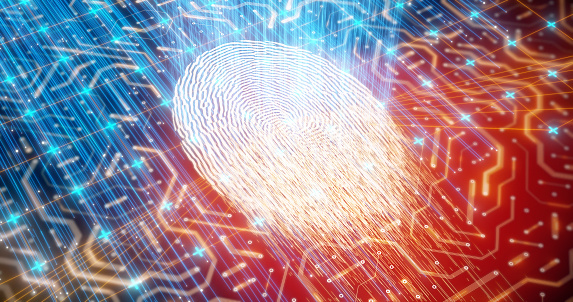 Digital fingerprint, conceptual computer illustration.