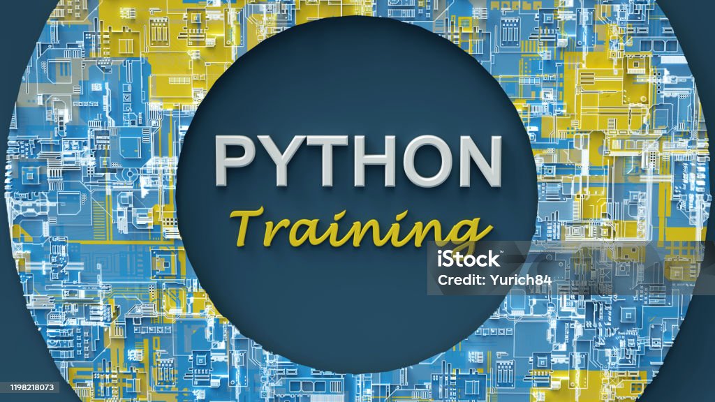 3d rendering of advertising banner for Python Training. Concept of Python programming language online learning. Online education. E-learning. 3d rendering of advertising banner for Python Training. Concept of Python programming language online learning. Online education. E-learning Python - Programming Language Stock Photo