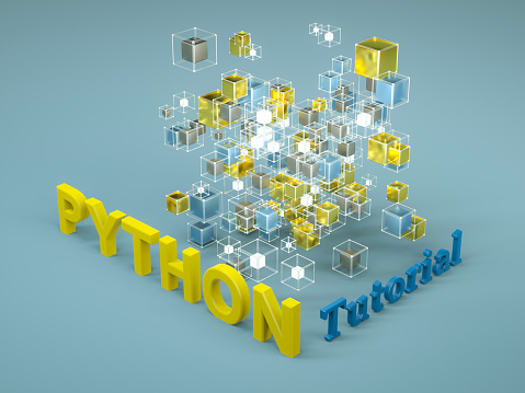 3d render of Python tutorial. Programming tutorial. Coding concept. Python language e-learning. Online education. Application development