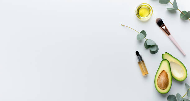 istock Ingredients for home spa top view: honey, avocado,essential oil 1198220011