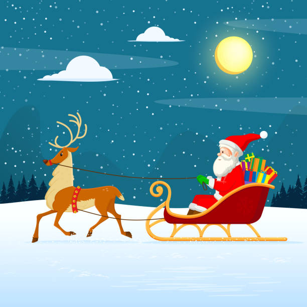 Santa's Sleigh Ride vector art illustration