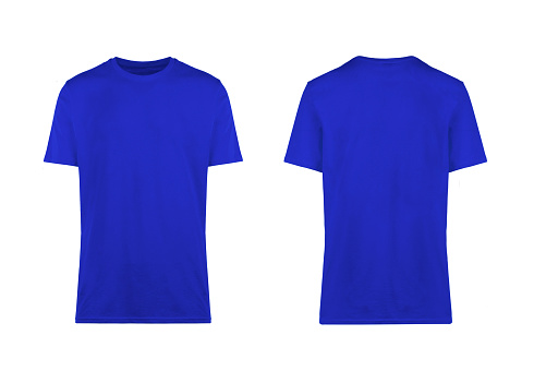 Blue Tshirt Front And Back View Stock Photo - Download Image Now - Blue ...