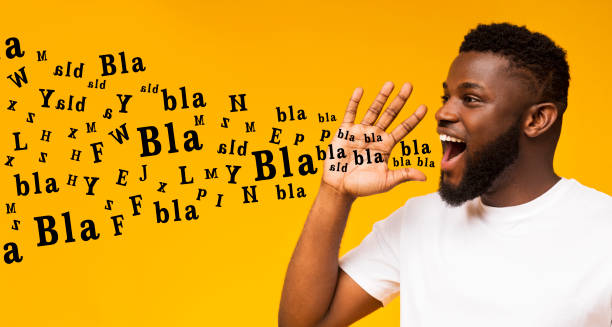 istock Creative collage of handsome black guy shouting, making announcement 1198221833