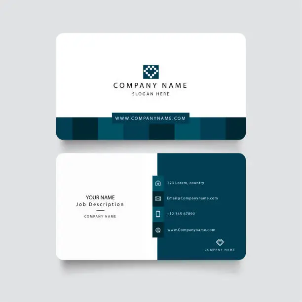 Vector illustration of Modern blue business card with abstract shapes vector. Square