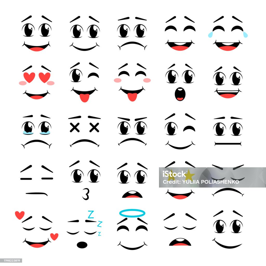 Ilustración de Caras De Dibujos Animados Ojos Y Boca Expresivos Sonrientes Llorando Y Sorprendidos Personajes Se Enfrentan A Expresiones Ilustración Vectorial y más Vectores Libres de Derechos de Alegre - iStock Ilustración de Caras De Dibujos Animados Ojos Y Boca Expresivos Sonrientes Llorando Y Sorprendidos Personajes Se Enfrentan A Expresiones Ilustración Vectorial y más Vectores Libres de Derechos de Alegre - iStock