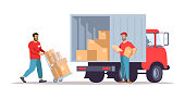 istock Moving house service flat vector illustration 1198224533