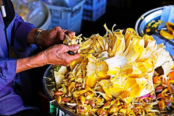 istock Peeling Jack fruit - Bangkok street food. 1198225472