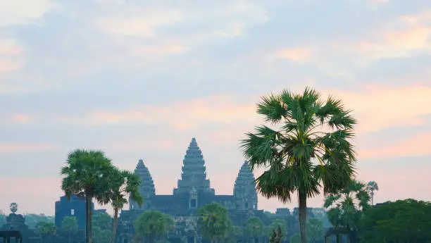 Photo of Popular tourist attraction ancient temple complex Angkor Wat in Siem Reap, Cambodia