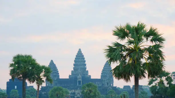 Photo of Popular tourist attraction ancient temple complex Angkor Wat in Siem Reap, Cambodia