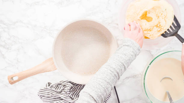 istock Making crepes in a small frying pan over medium heat. 1198226998