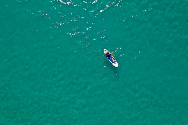 istock Man and his son on a paddle board in the sea 1198231231