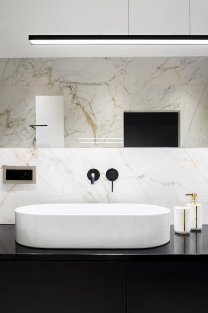 Oval and white bathroom washbasin