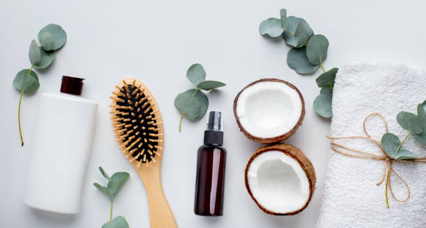 istock Spa with organic cosmetics with coconut and eco shampoo 1198232305