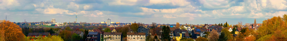 Panoramic shot, skyline of the city of Velbert\nwith sights