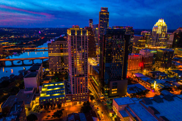 istock Austin Texas modern glowing city at night 1198233428