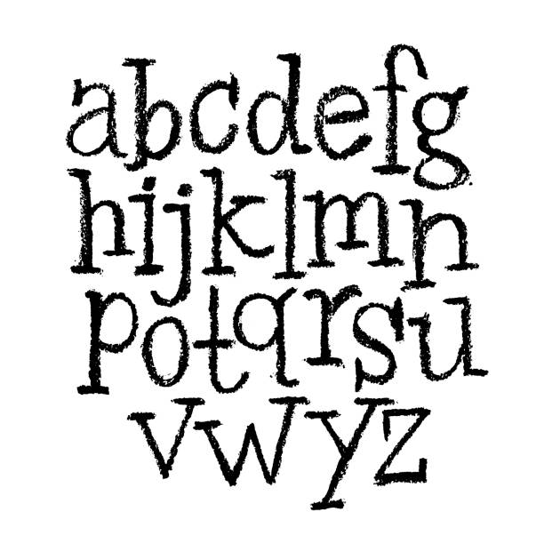 istock Vector Pastel or Charcoal Style Hand Drawn Alphabet Font. Calligraphy alphabet on a white background 1198233728