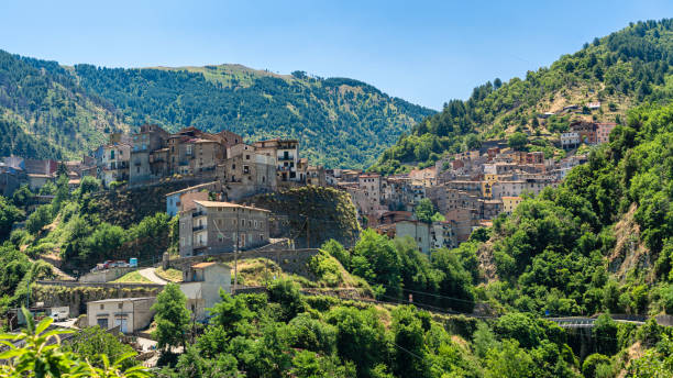 Longobucco, village in the Sila natural park, Calabria Longobucco, Cosenza, Calabria, Italy: historic village in the Sila natural park at summer calabria stock pictures, royalty-free photos & images