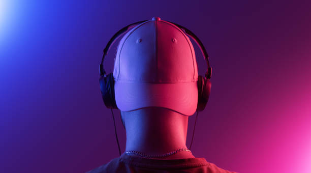 Music lover. Back view. Dual color theme.