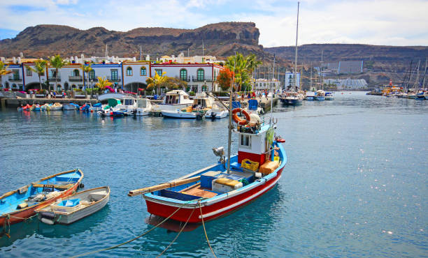 Marina of Puerto de Mogan, Gran Canaria, Spain. stock photo