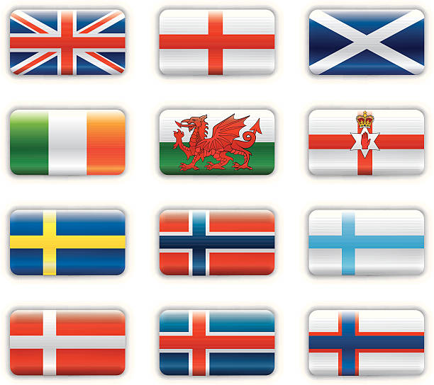 추가 광택지 포석-영국 & scandinavia - flag welsh flag northern ireland flag republic of ireland stock illustrations