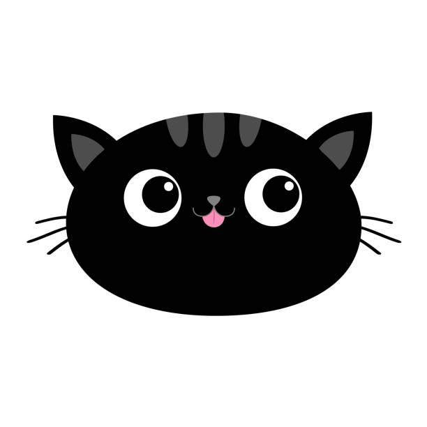 Ilustración de Icono Ovalado De La Cara De La Cabeza Del Gato Negro Con Los Ojos Grandes Lengua Rosa Lindo Caricatura Kawaii Carácter Divertido Bigotes Colección De Impresión De Bebé Para Mascotas Ilustración de Icono Ovalado De La Cara De La Cabeza Del Gato Negro Con Los Ojos Grandes Lengua Rosa Lindo Caricatura Kawaii Carácter Divertido Bigotes Colección De Impresión De Bebé Para Mascotas