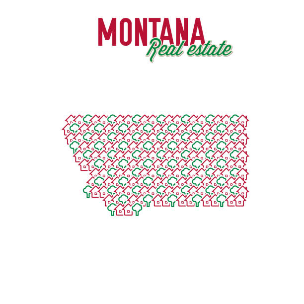 istock Montana real estate properties map. Text design. Montana US state realty concept. Vector illustration 1198243025